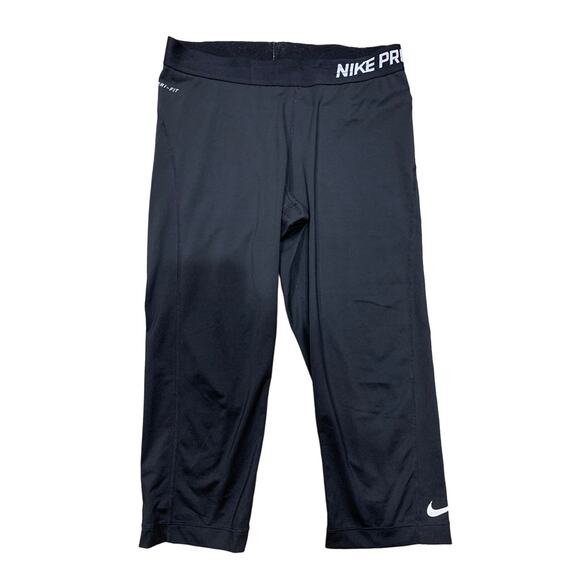 Nike Pro Womens Black Capri Workout Pants Size Large - Picture 1 of 3